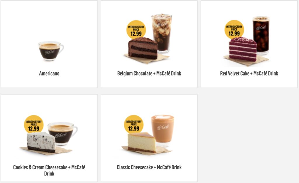 Pricelist McCafe Drinks Mcd Malaysia