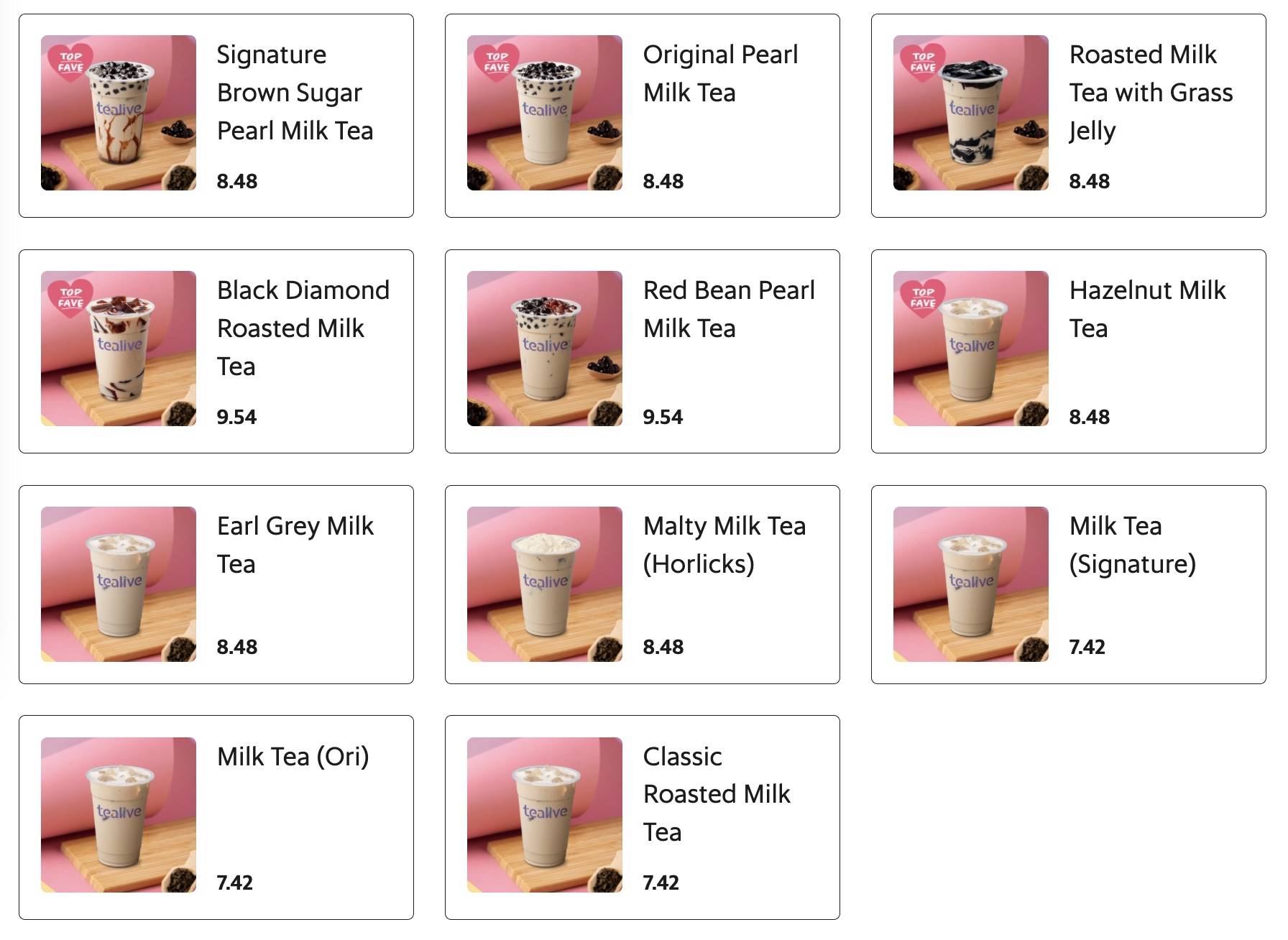 Milk Tea Menu Tealive Malaysia