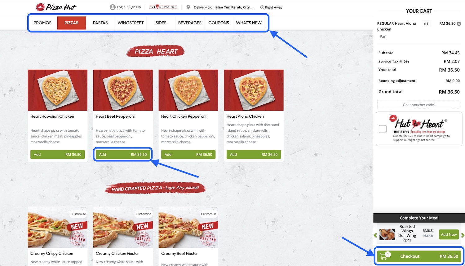 choose menu how to order pizza hut delivery malaysia