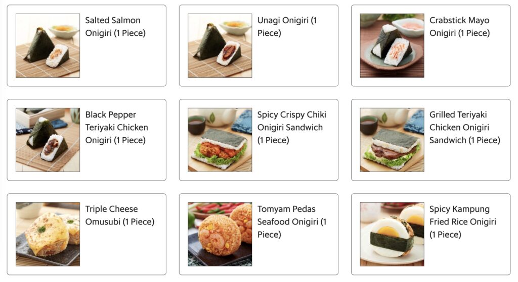 list onigiri sushi menu familymart malaysia