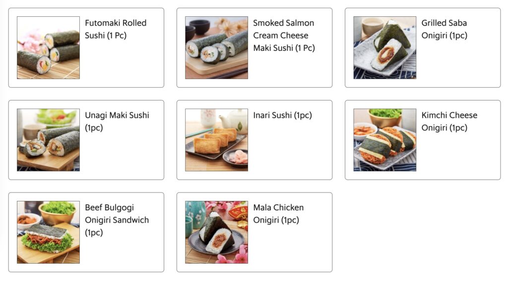 senarai onigiri sushi menu familymart malaysia