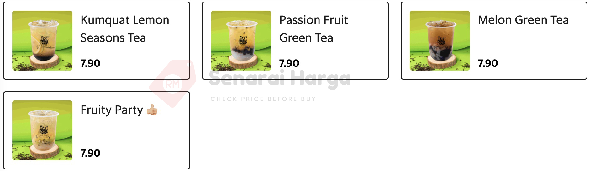 Fruit Tea Series Menu Daboba