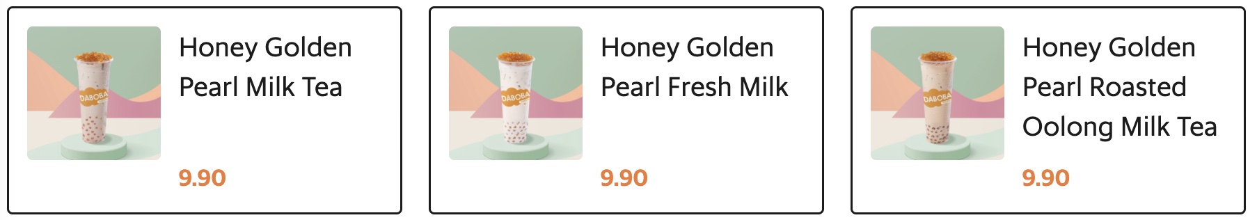 Honey Golden Pearl Series Menu Daboba GO