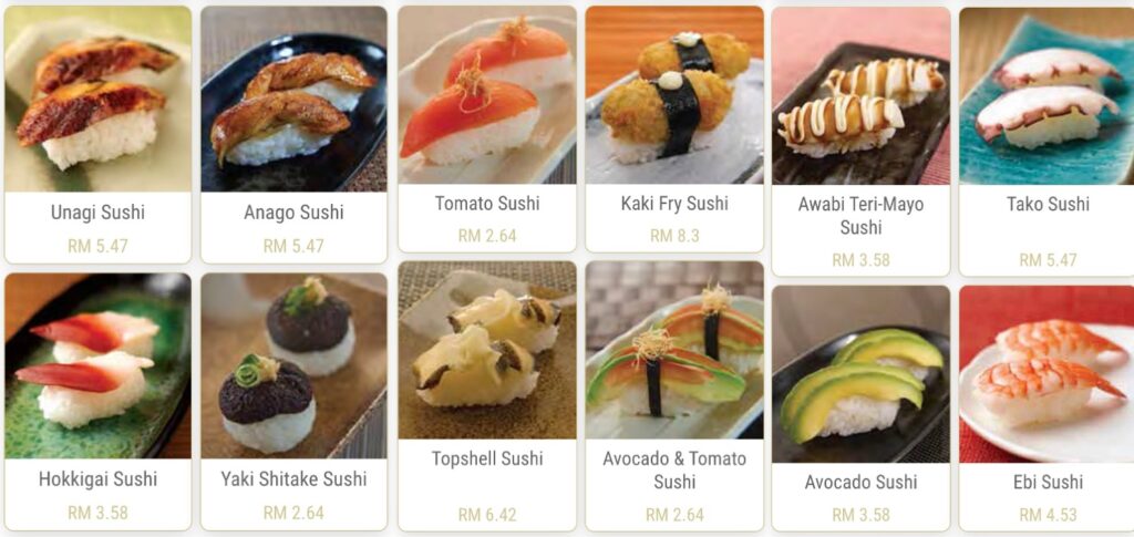 List Menu Nigiri Sushi Zanmai Malaysia 1