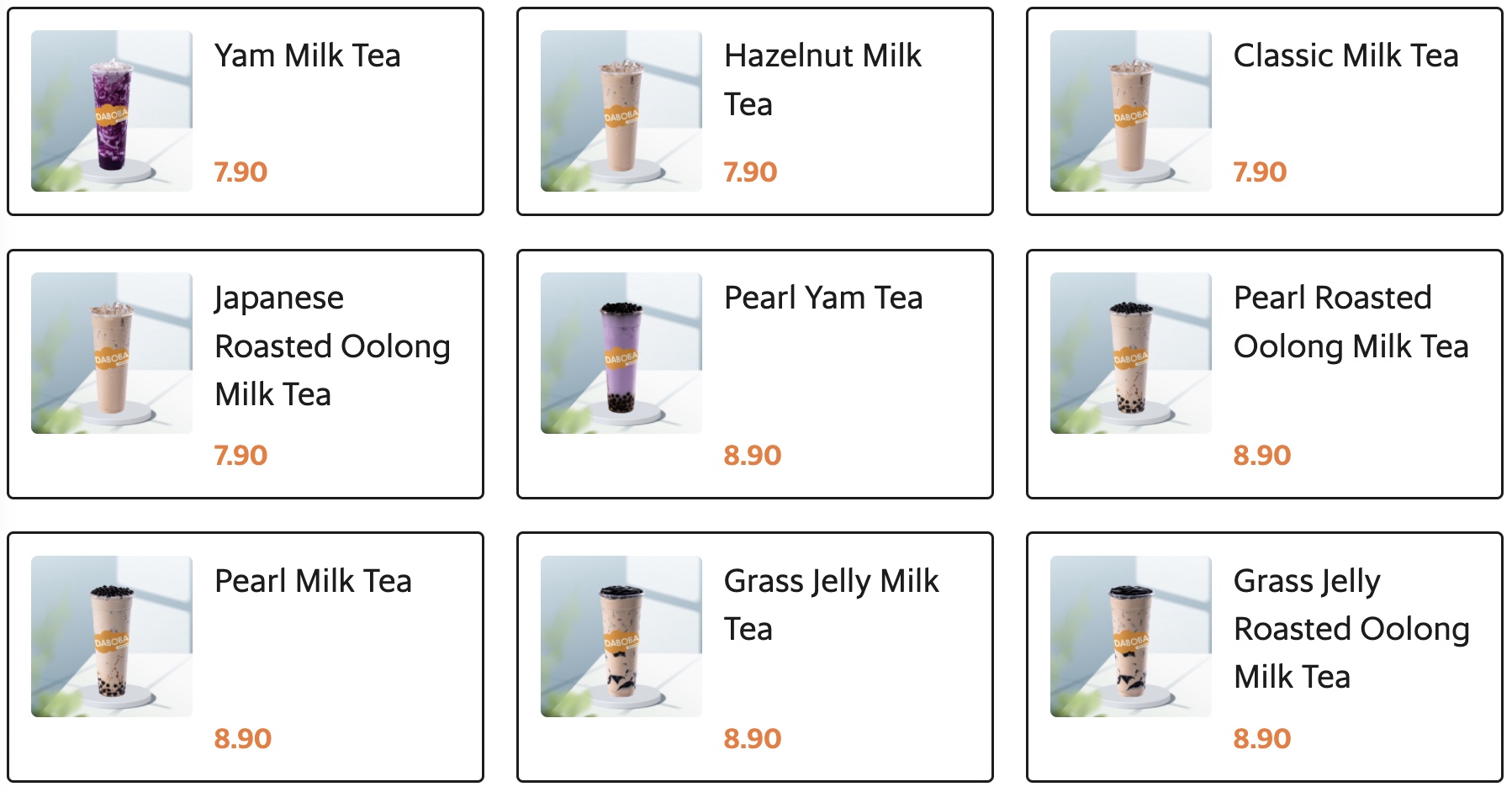 Milk Tea Series Menu Daboba GO