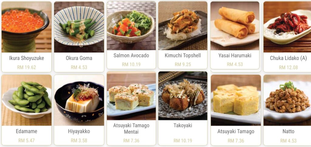 Senarai Menu Appetizer Sushi Zanmai Malaysia