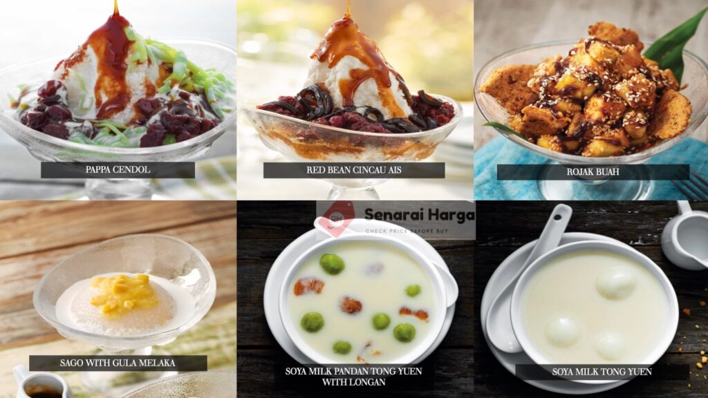 pricelist menu Desserts papparich malaysia
