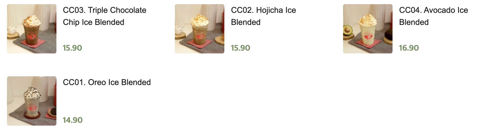 Ice Blended Non Coffee Series Milk Based Menu Chatto Malaysia