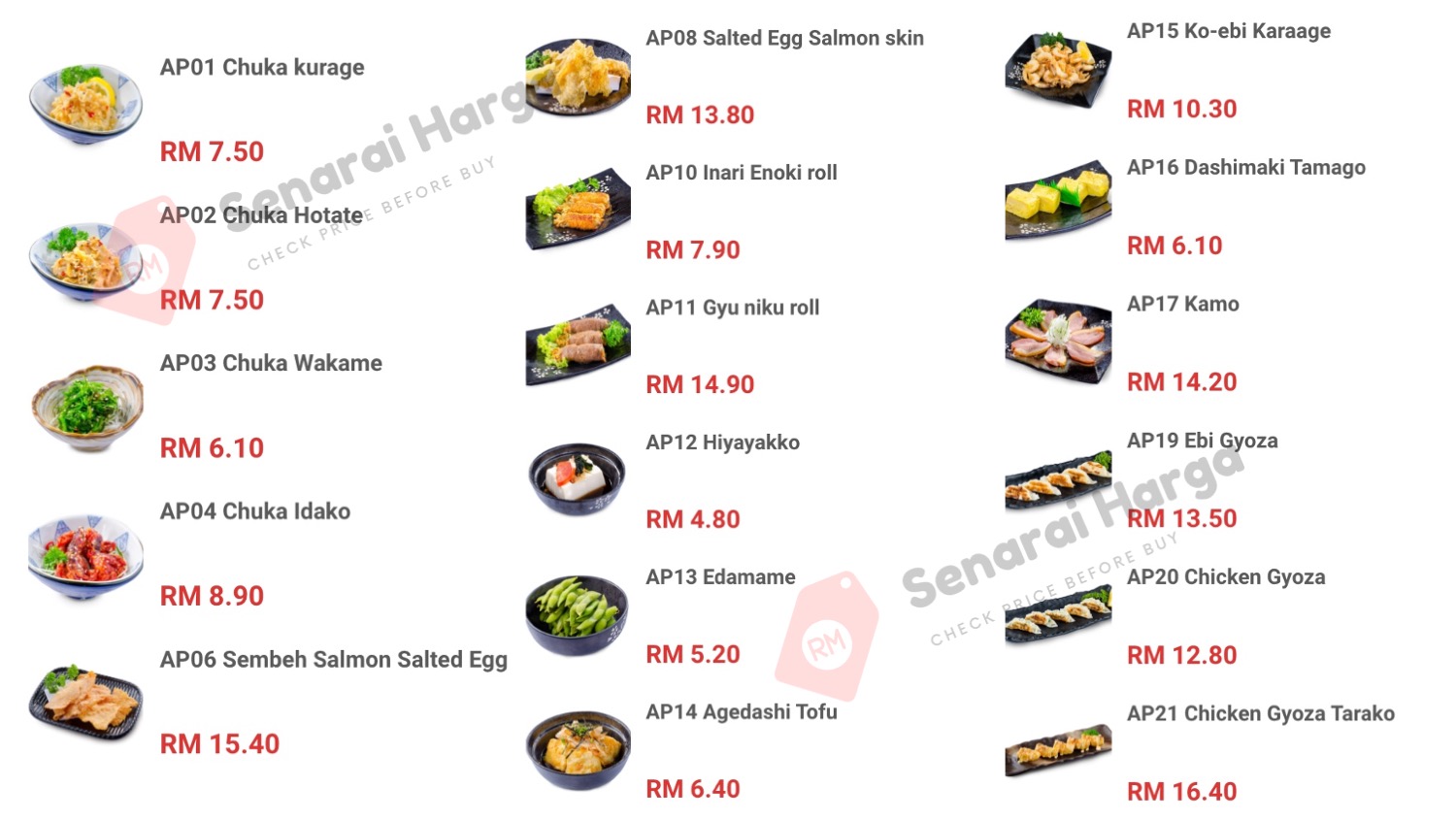 menu zensai nippon sushi malaysia