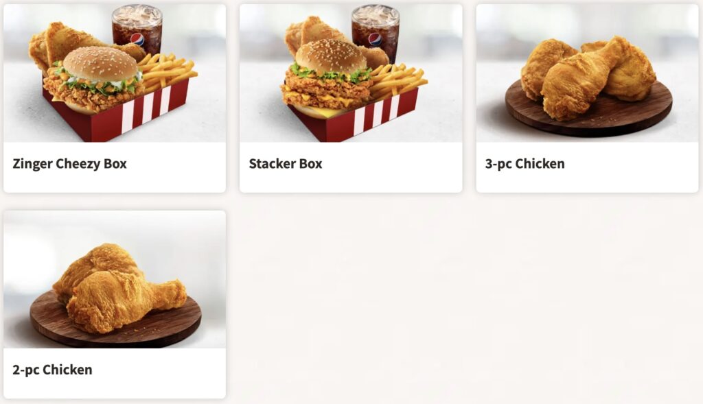 harga menu chicken meals kfc malaysia
