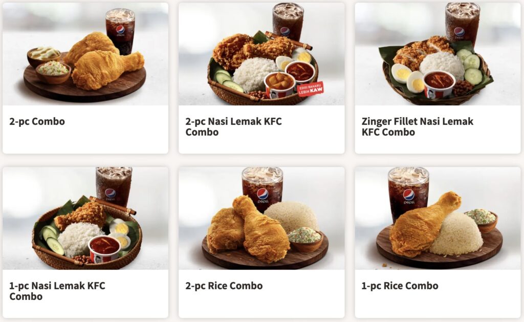 list menu chicken meals kfc malaysia