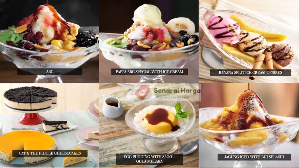list menu Desserts papparich malaysia